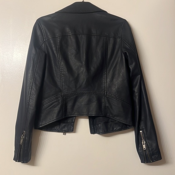 Anthropologie faux Leather Moto navy jacket size Small S - Picture 5 of 10